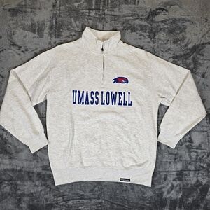 UMass Lowell University of Massachusetts 1/4 Mock Neck Sweater Size Medium CI